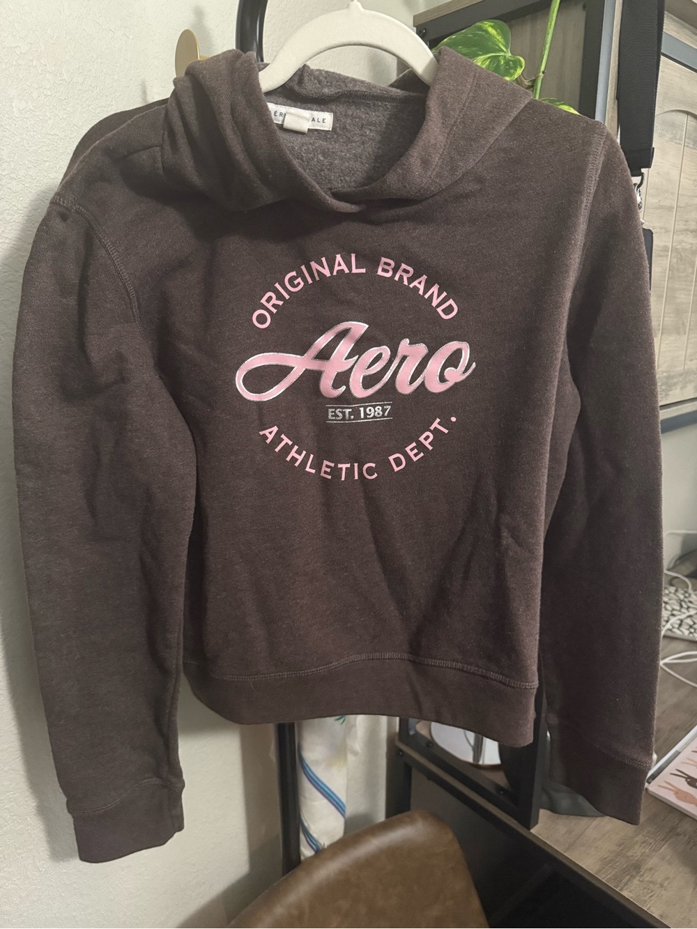 Aeropostale Brown Hoodie with Pink Logo